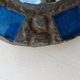 Mirror in metal and blue glass