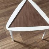 table basse tripode blanche et bois Arthur Umanoff