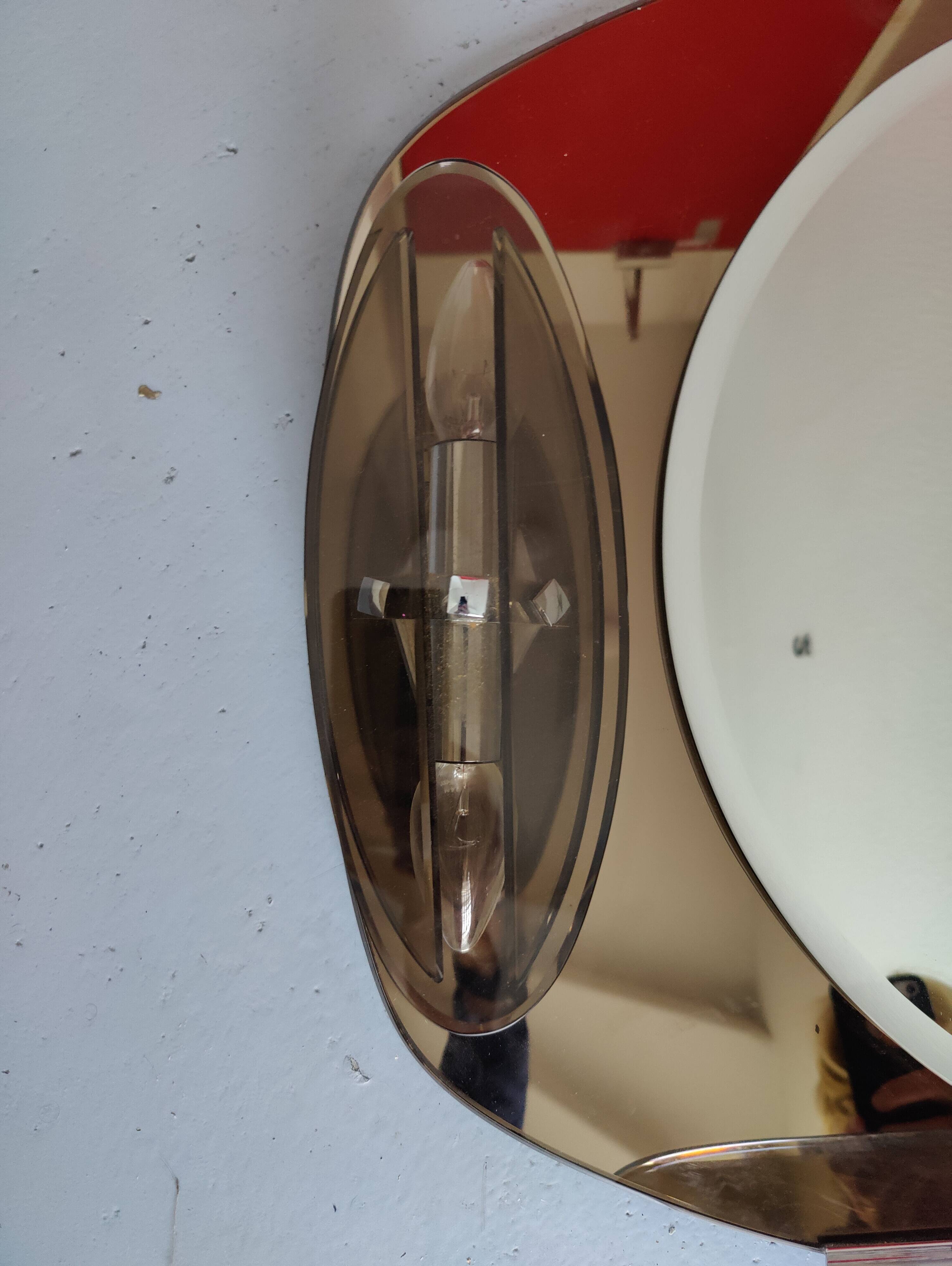 Smoked glass bathroom mirror, Italian design, 1980s