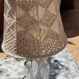 Table lamp - glass foot and hook lampshade 70s