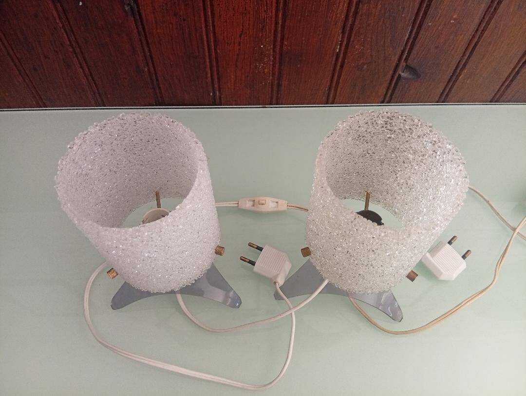 Set of 2 Perspex and Plexiglass lamps from the 1950s.