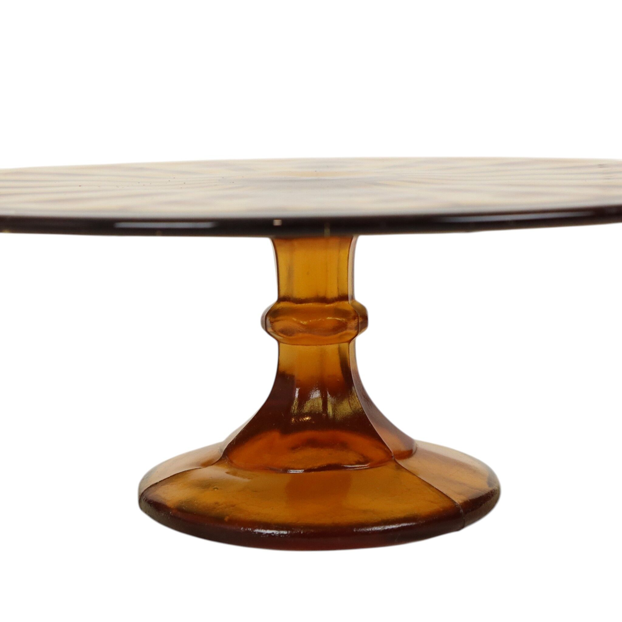 Amber Art Deco Cake Platter / Pastry Dish – Depression Glass
