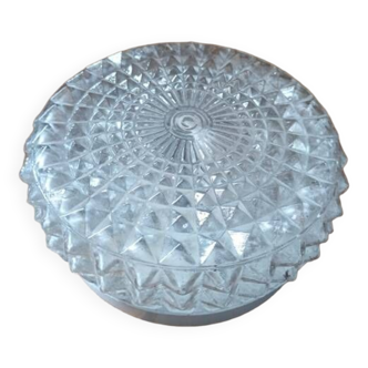 Original ceiling light in molded glass with diamond point