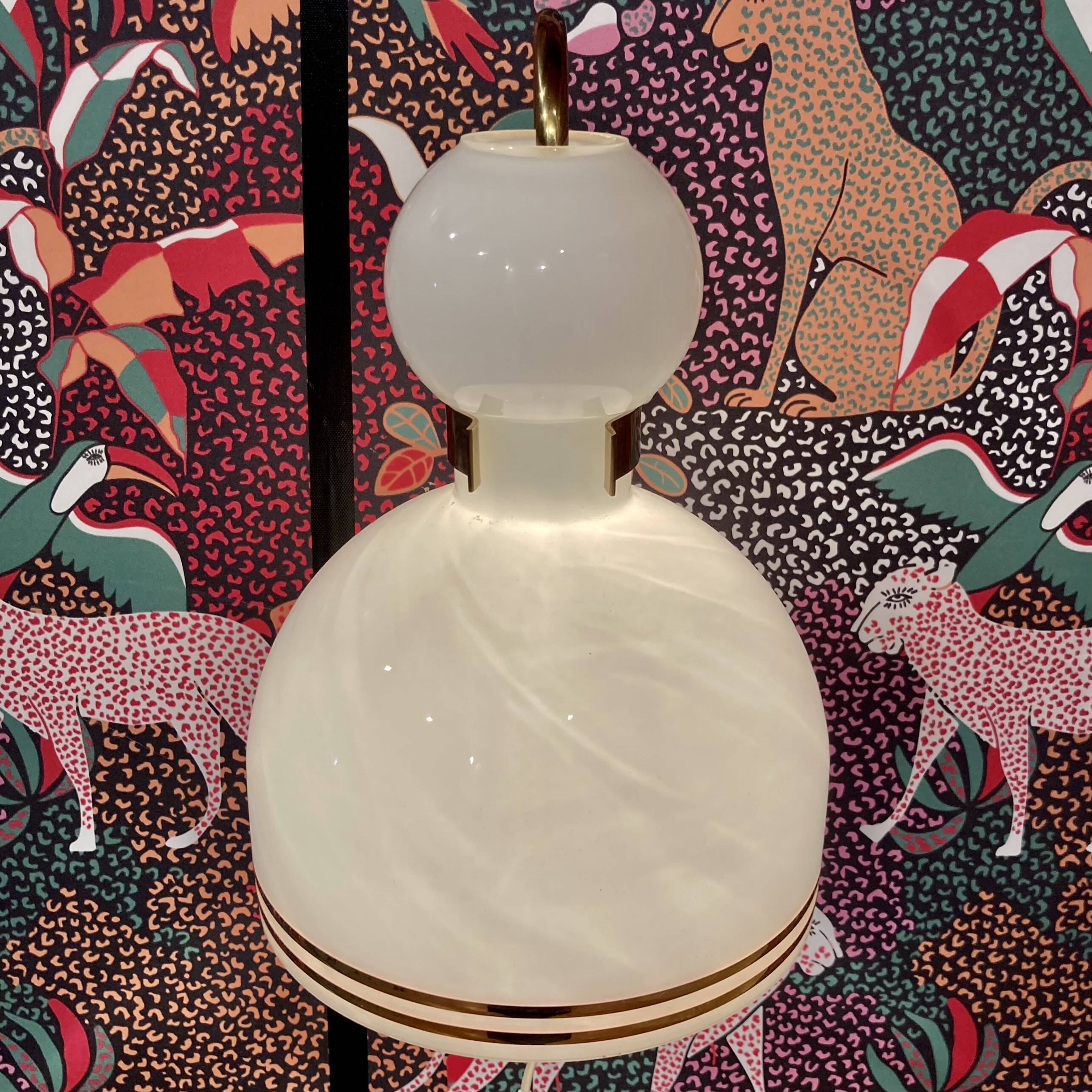 Large glass and metal wall light Scandinavian design 1960.