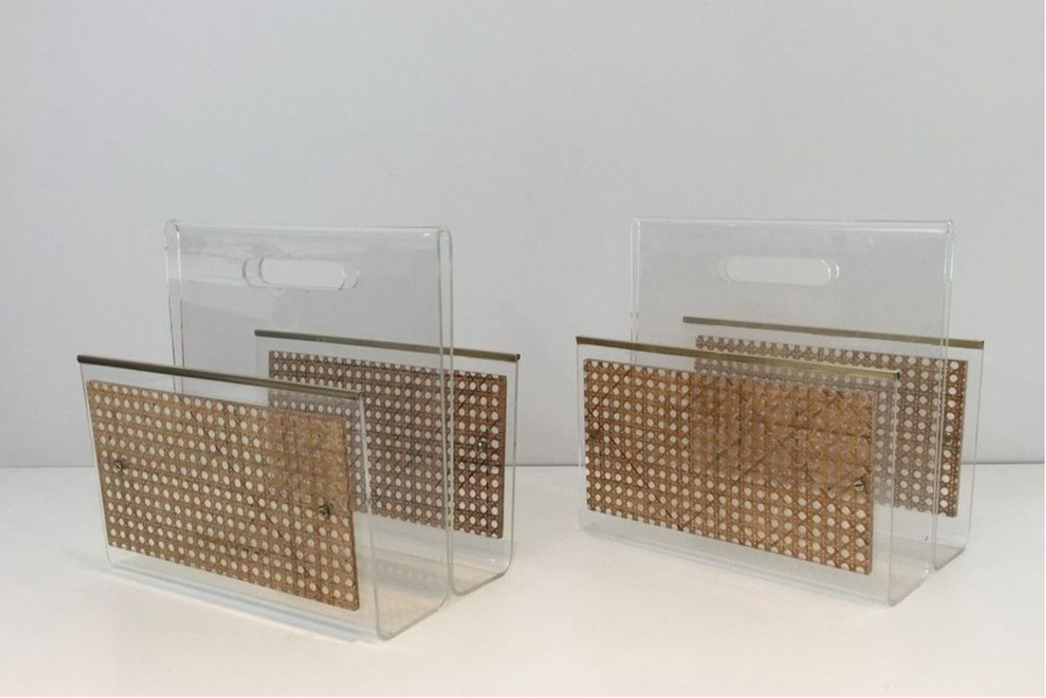 Pair of plexiglass magazine holders
