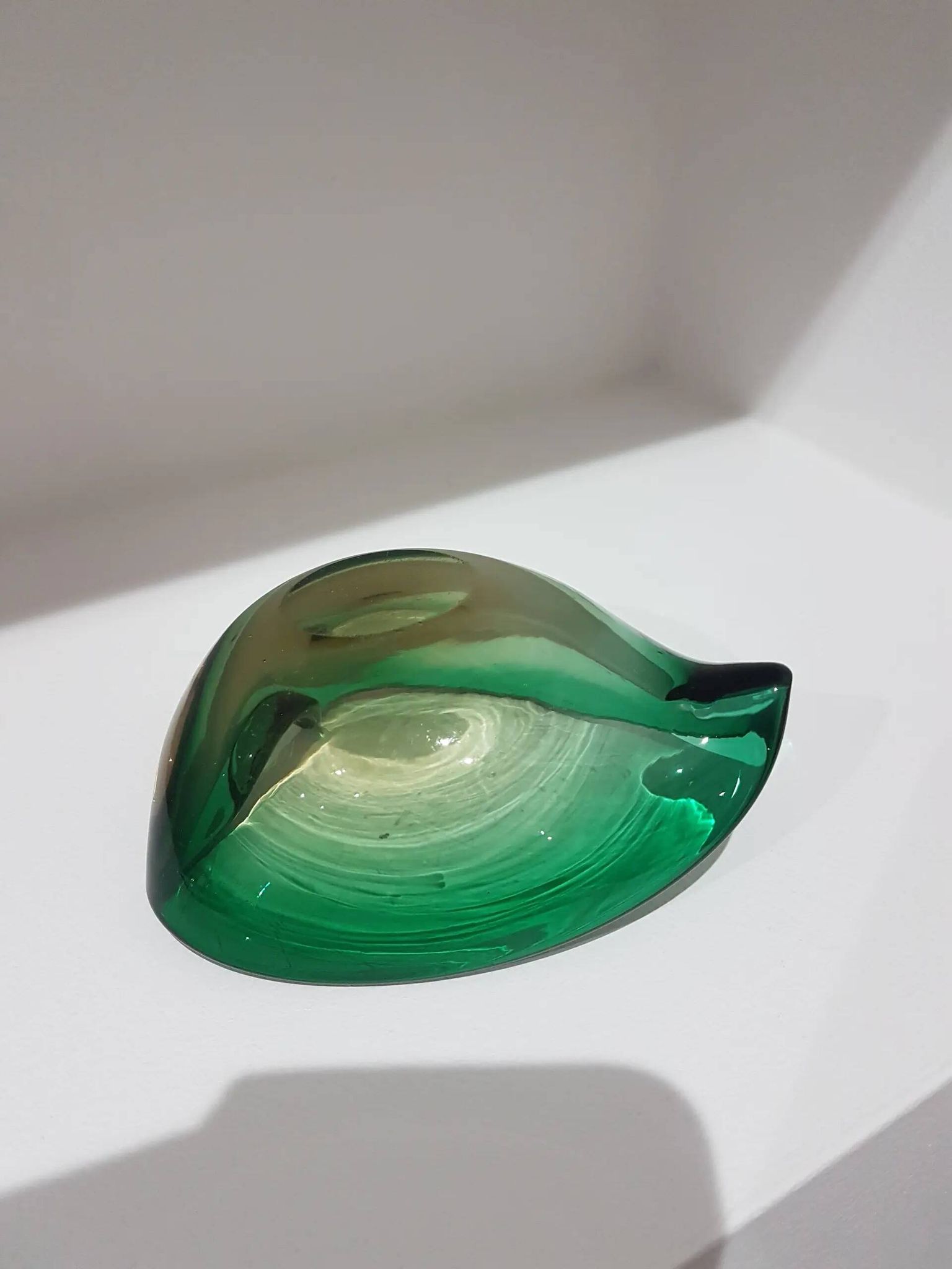 Ashtray, green-brown glass, designed by E. Beranek, Škrdlovice, Czechoslova