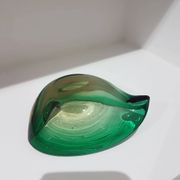Ashtray, green-brown glass, designed by E. Beranek, Škrdlovice, Czechoslova