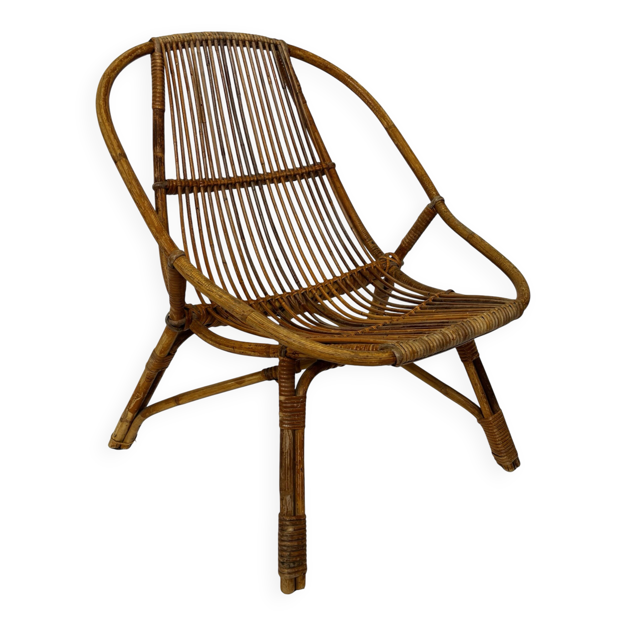 Vintage Rattan Chair Dirk Van Sliedregt Rohe Noordwolde 1960