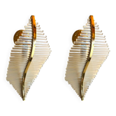 Sciolari pair of wall lights with glass and gilding, Italy 1980.