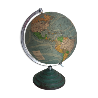 Globe terrestre verre Perrina vintage 1950 -  31 cm
