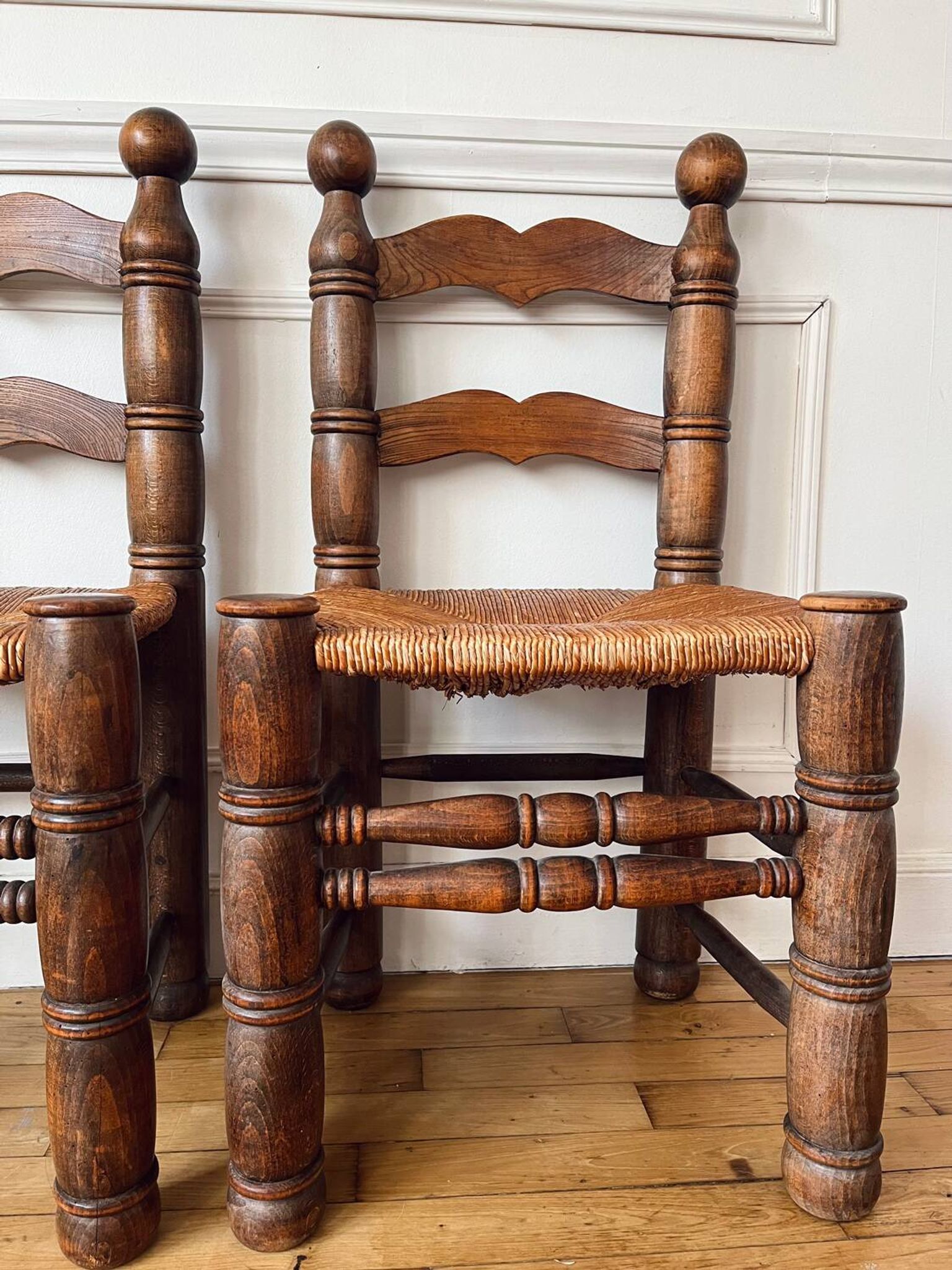 Pair of rustic chairs in the style of Charles Dudouyt.