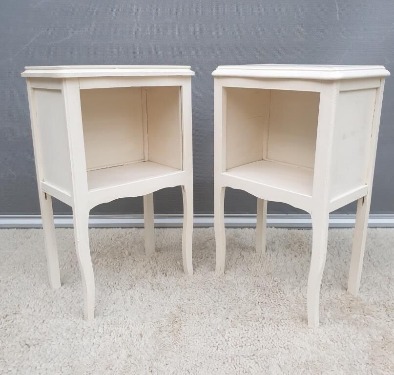 Pair of white vintage bedside tables