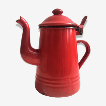 Cafetière émaillé couleur rouge signé Wester due Leoni Vintage