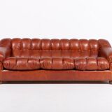 Sculptural Italian Modern three seat leather sofa, 1970’s