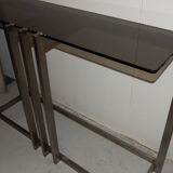 console table brushed steel design Paul Le Geard year 70
