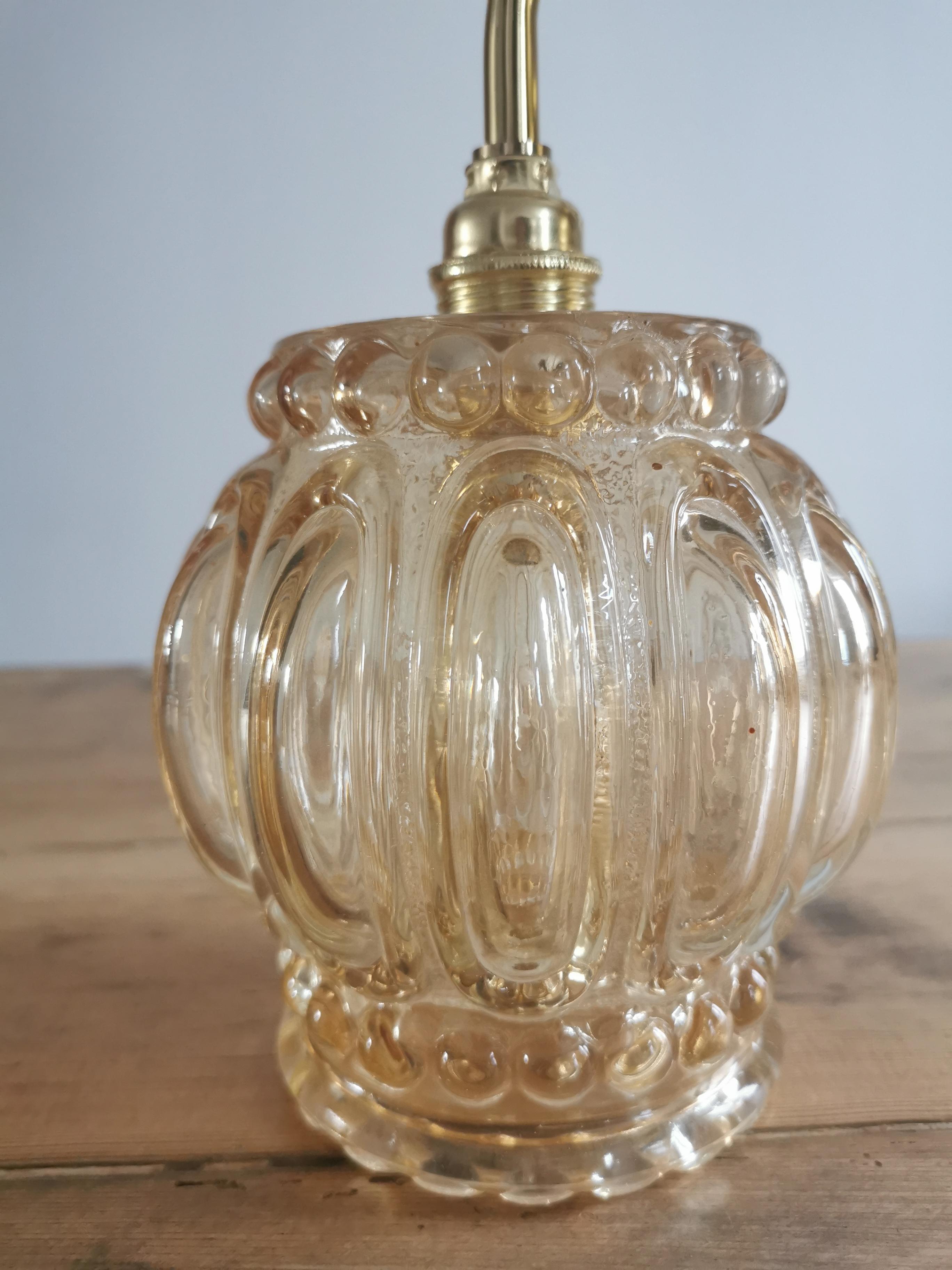 Vintage globe wall lamp in molded glass