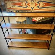 Low freestanding bookshelf in wood and metal, Omnia style – 1960