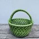 Basket dish in green woven earthenware / old ceramic