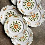 6 flat plates in glazed earthenware