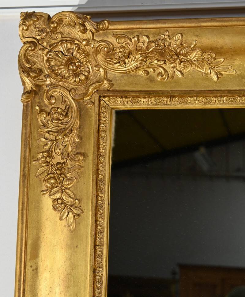 Important Gilded Mirror, Louis XIV style – Mid 19th century