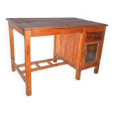 Old Burmese teak desk with 1 cabinet, 1 glass door + 1 drawer.
