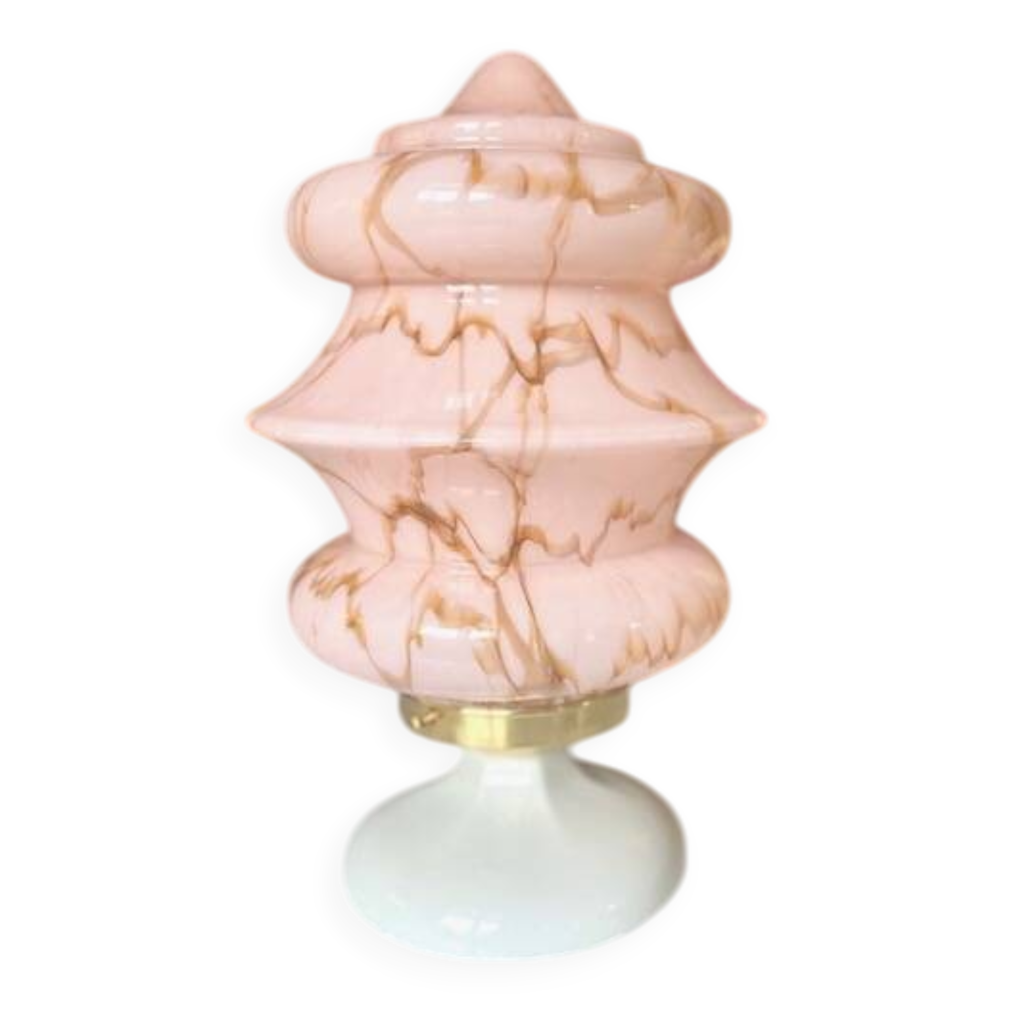 Lampe art déco en opaline marbrée et porcelaine