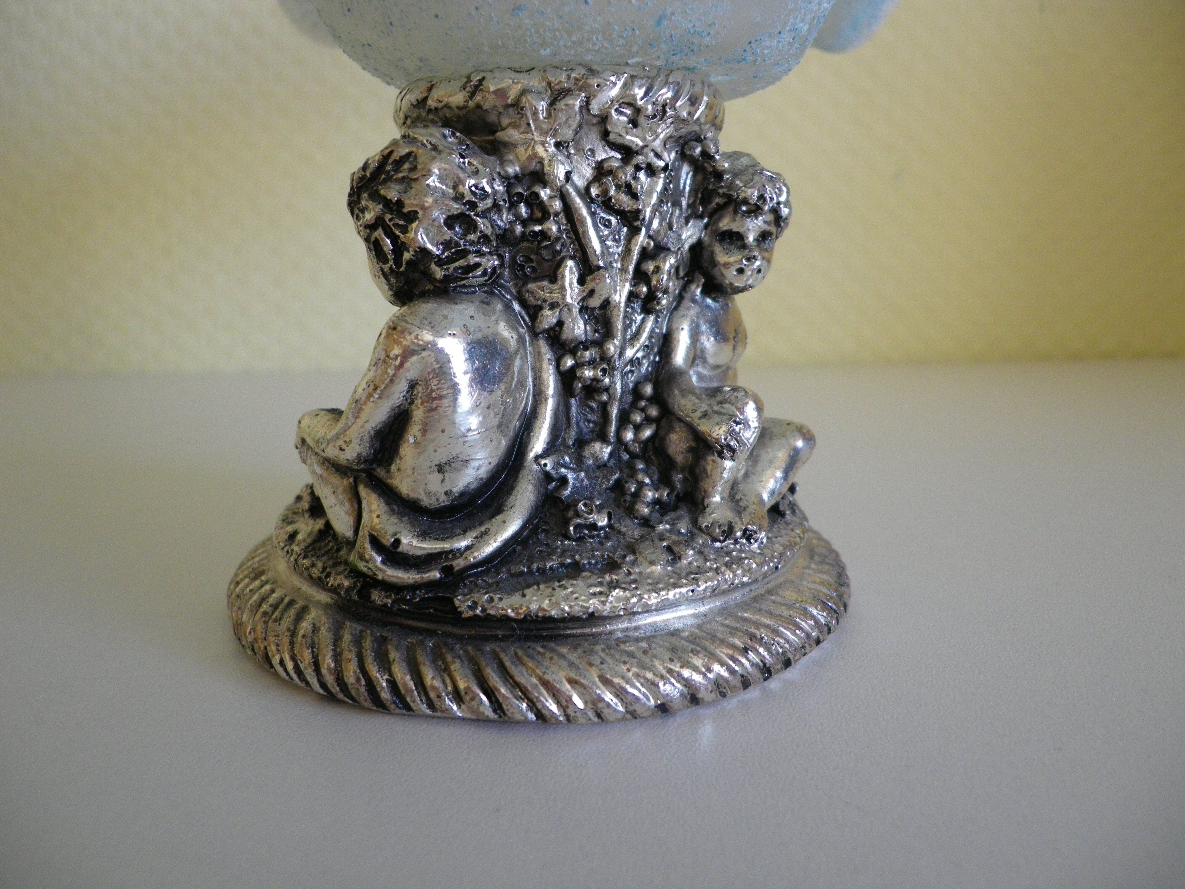 Fruit cup with silver metal foot, Murano granite glass "Vetro eseguito da maestri di Murano"