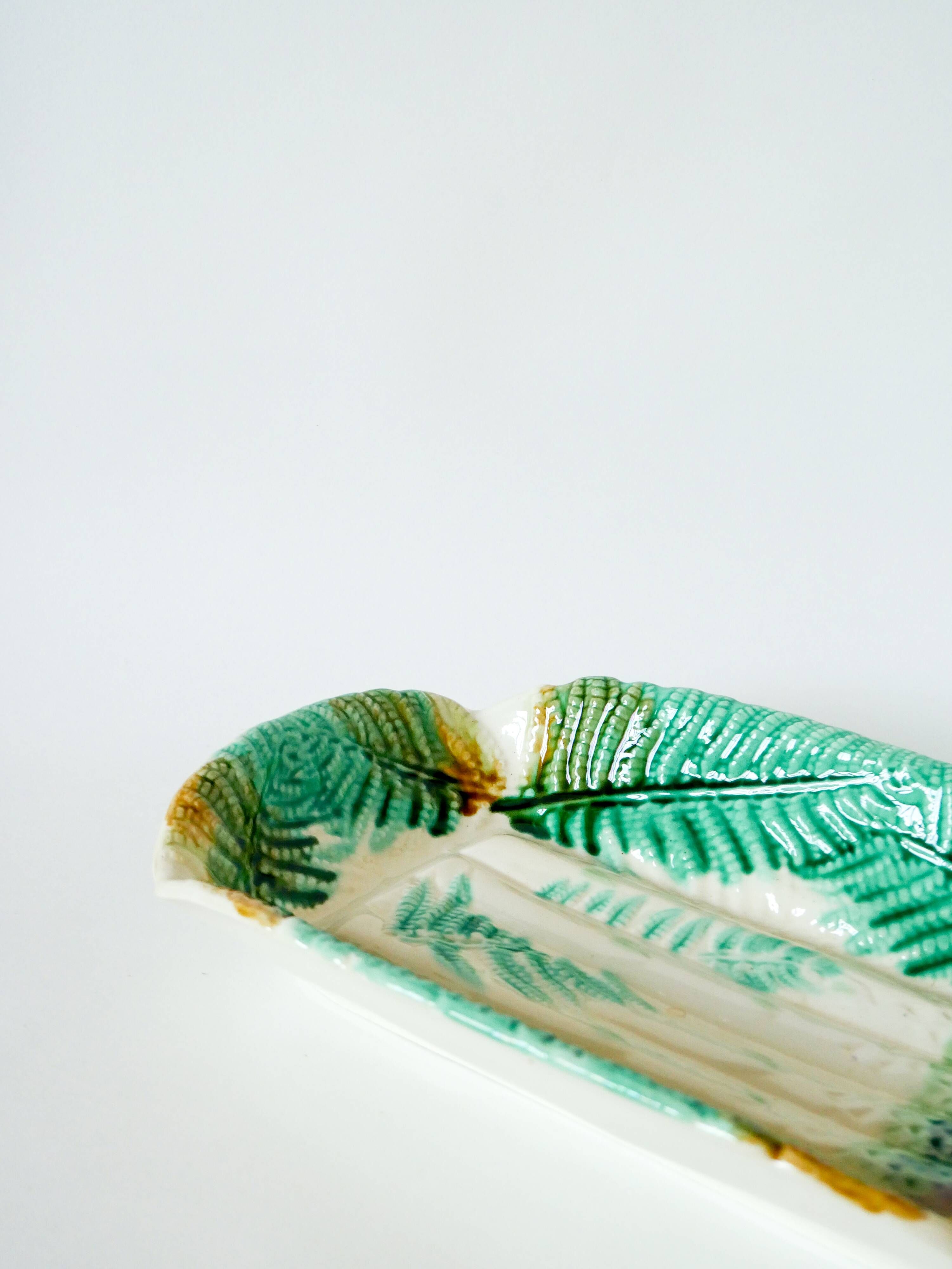 Large asparagus dish in Salins slip, early 20th century