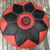 Moroccan leather pouf circa 1970