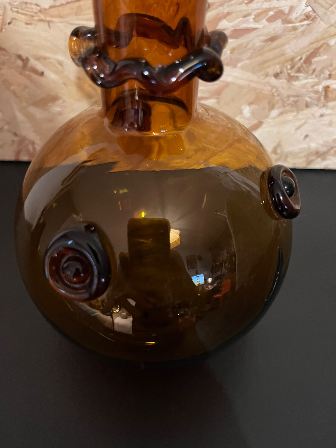 Amber blown glass vase