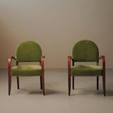 Pair of Art Deco armchairs in mahogany, circa 1930.