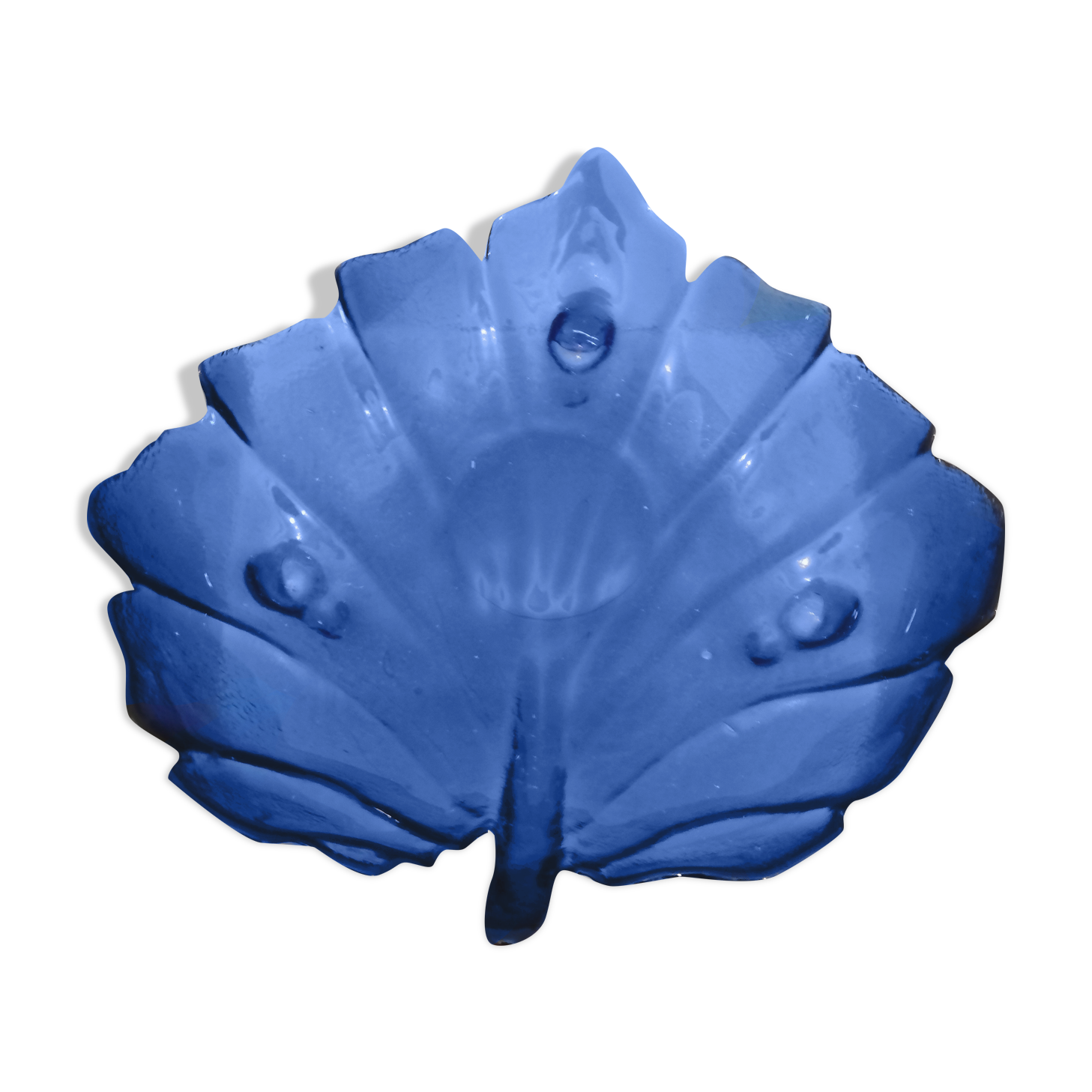 Leaf tray fruit basket in blue glass