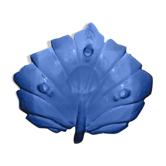 Plateau feuille corbeille a fruit en verre bleu