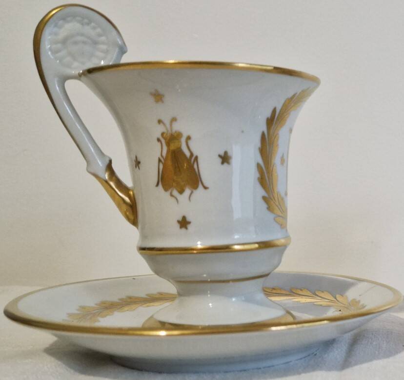 Paire de tasses litron d'époque Second Empire Décor impérial Napoléon Ier