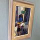 Mid-century modern swedish "streets of portugal" street scene oil painting, framed