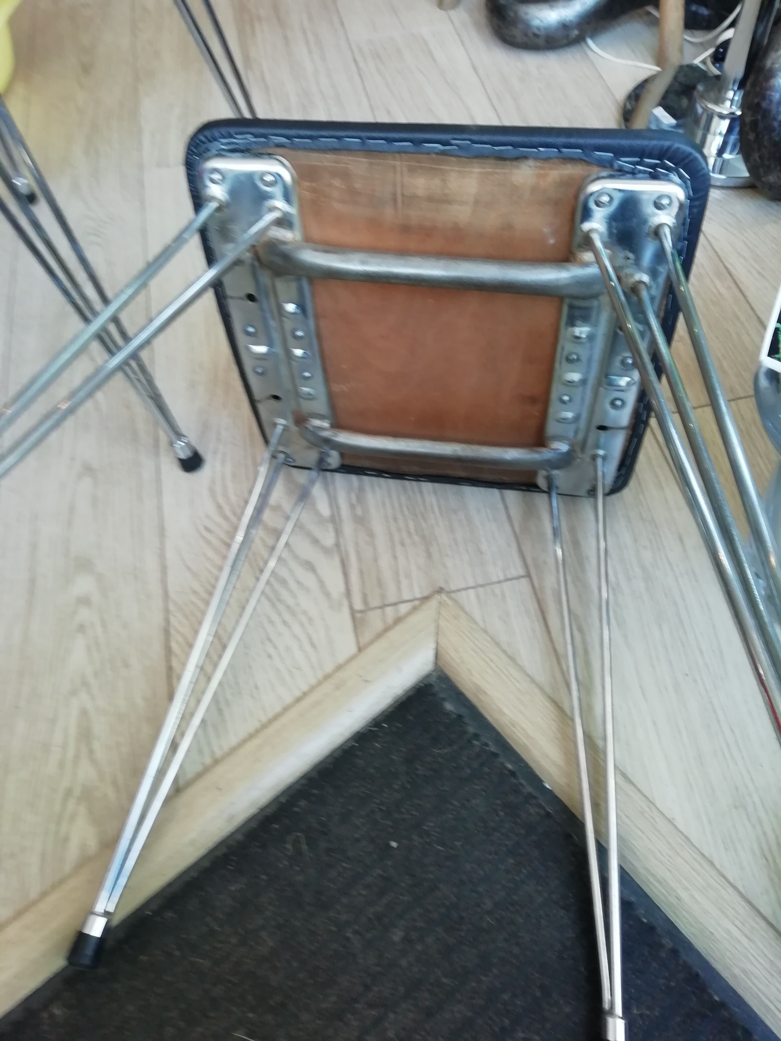 Pair of chrome Eiffel foot stools