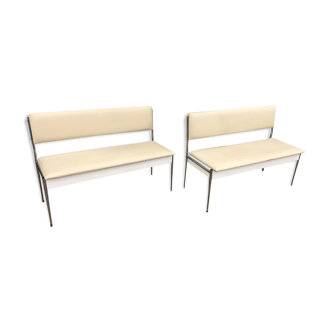 Pair of benches bistro skai vintage