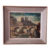 Peinture à l'huile sur toile vintage française de Paris, signée Lendais