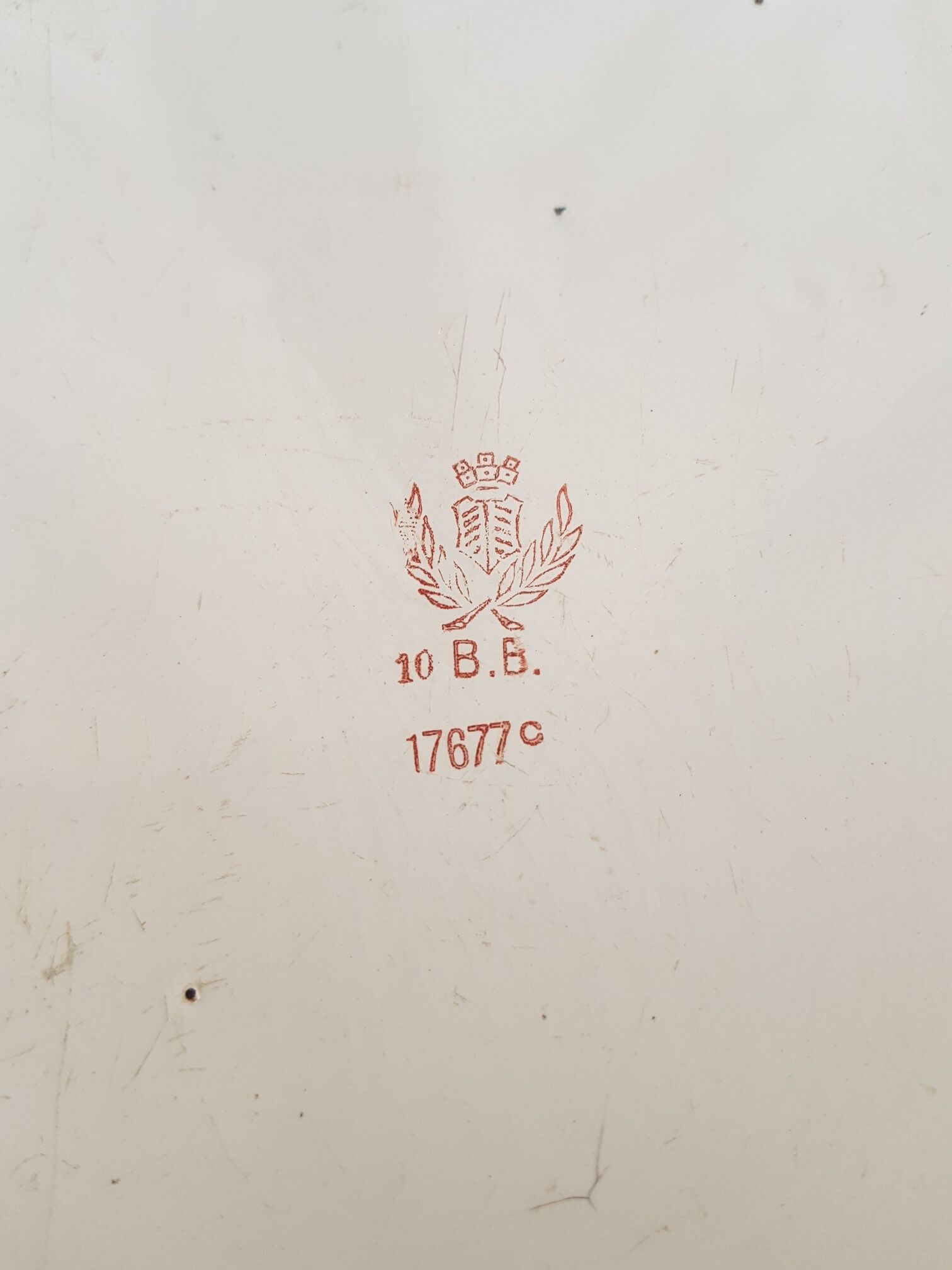 Old enamelled sheet metal dish