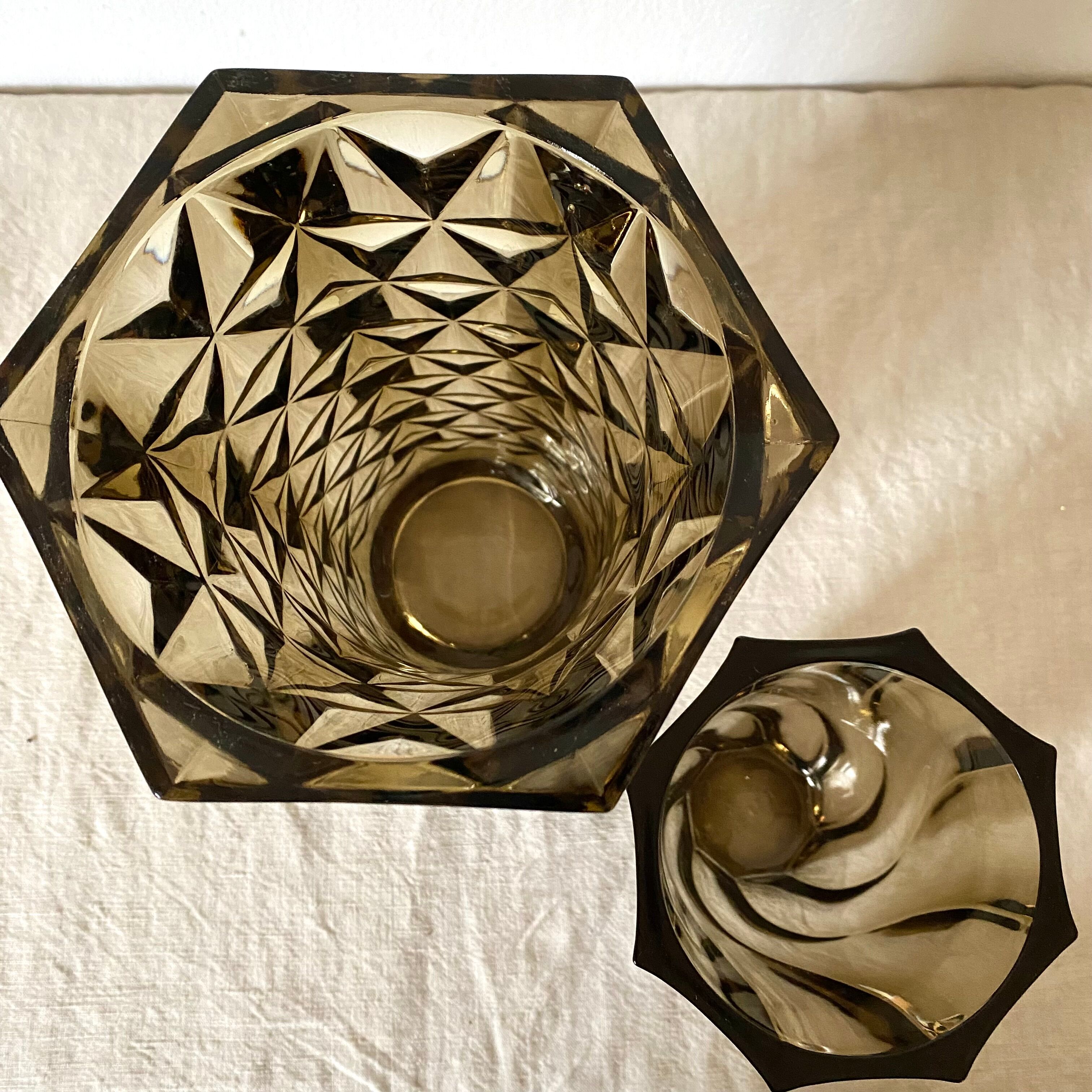 Vintage smoked glass vases