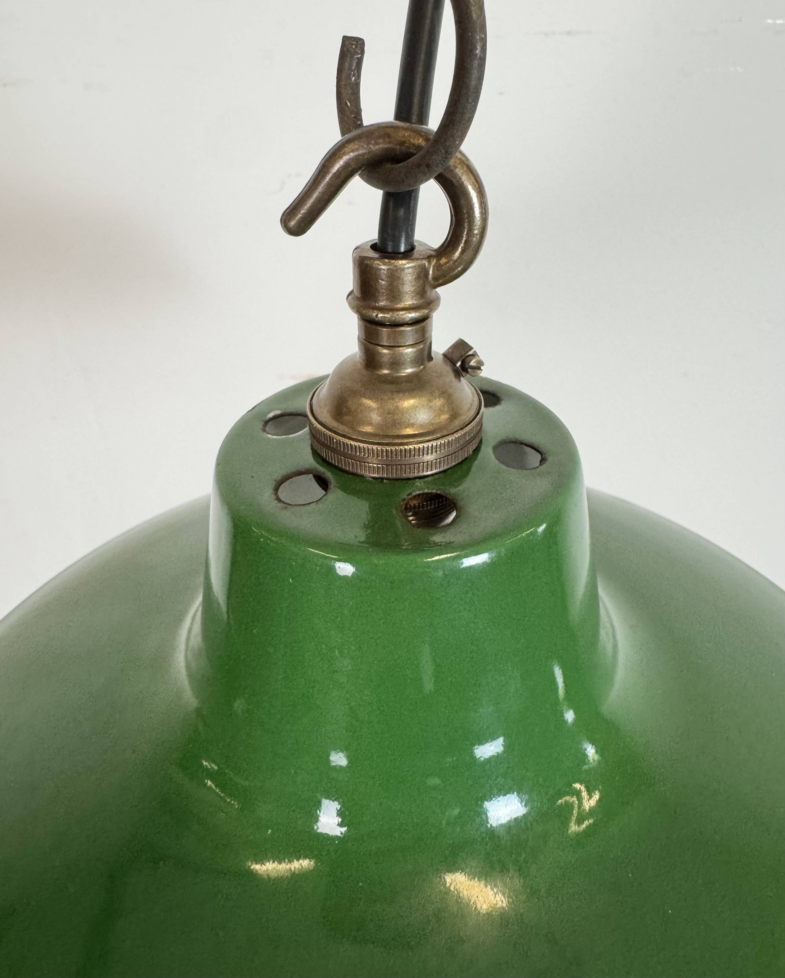 Industrial Green Enamel Factory Pendant Lamp from Revo, 1950s