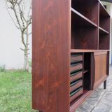 Rosewood bookcase with sliding doors and drawers, Denmark 1960
