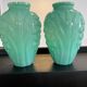 Paire de vases art deco en opaline vert celadon