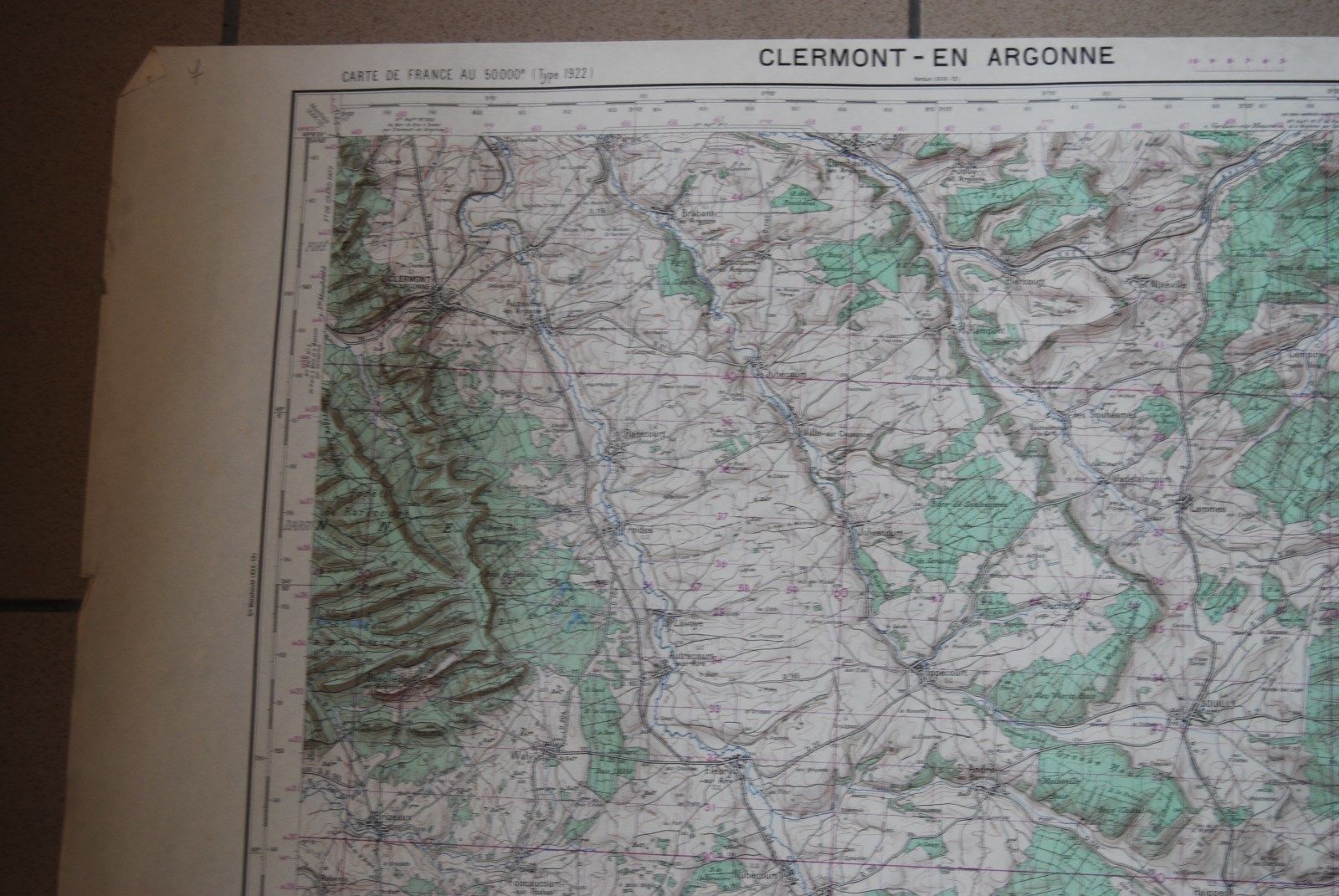 Map France Clermont Argonne 1953