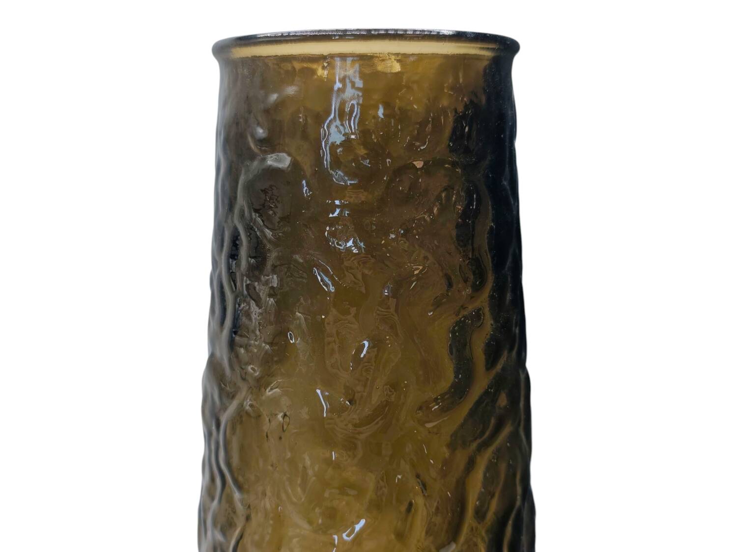Vintage 1970s Art Glass Vase - Textured Amber Gradient Design