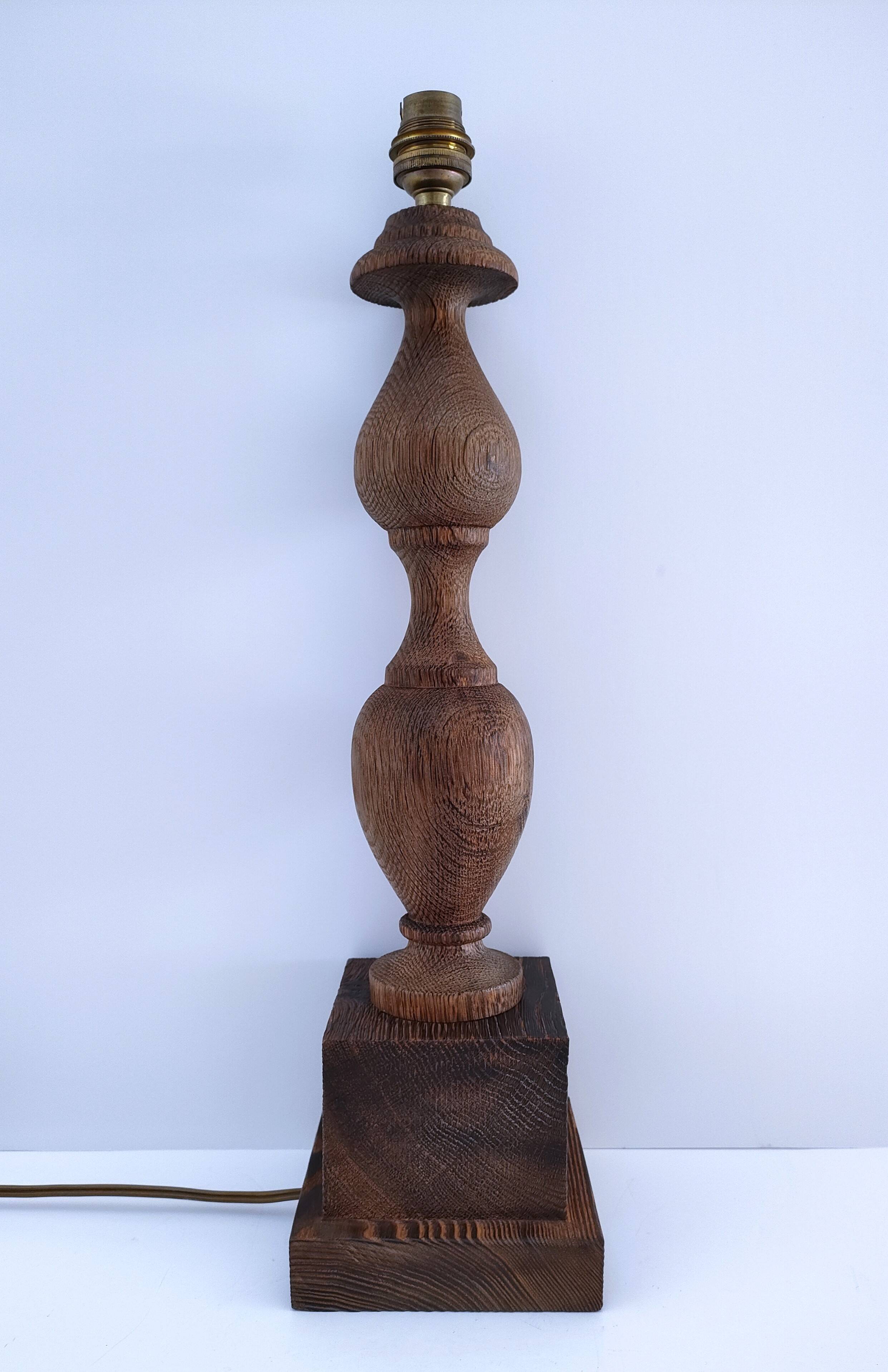 XL turned solid wood lamp base H.45.5 cm
