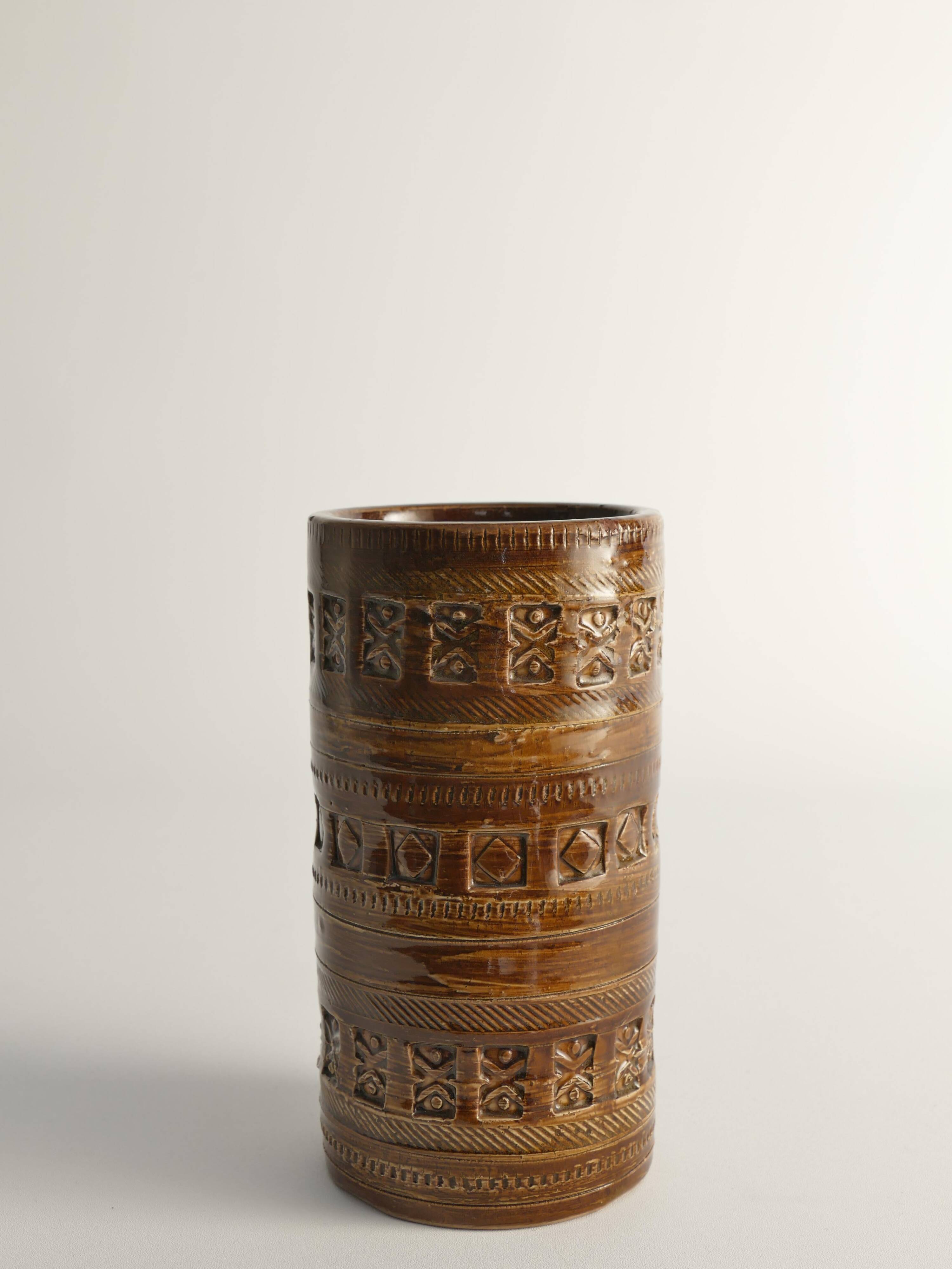 Mid-century Modern Brown Stoneware Vase by Aldo Londi for Bitossi, Italy, 1960s