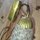 Vintage wall light in brass and textured glass – 60s/70s style
