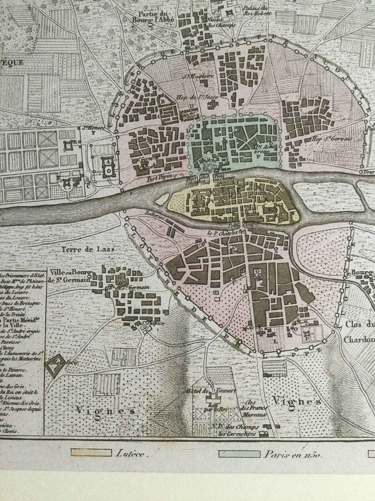 Historic map of Paris in 1180