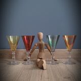 Set 4 colored wine glasses